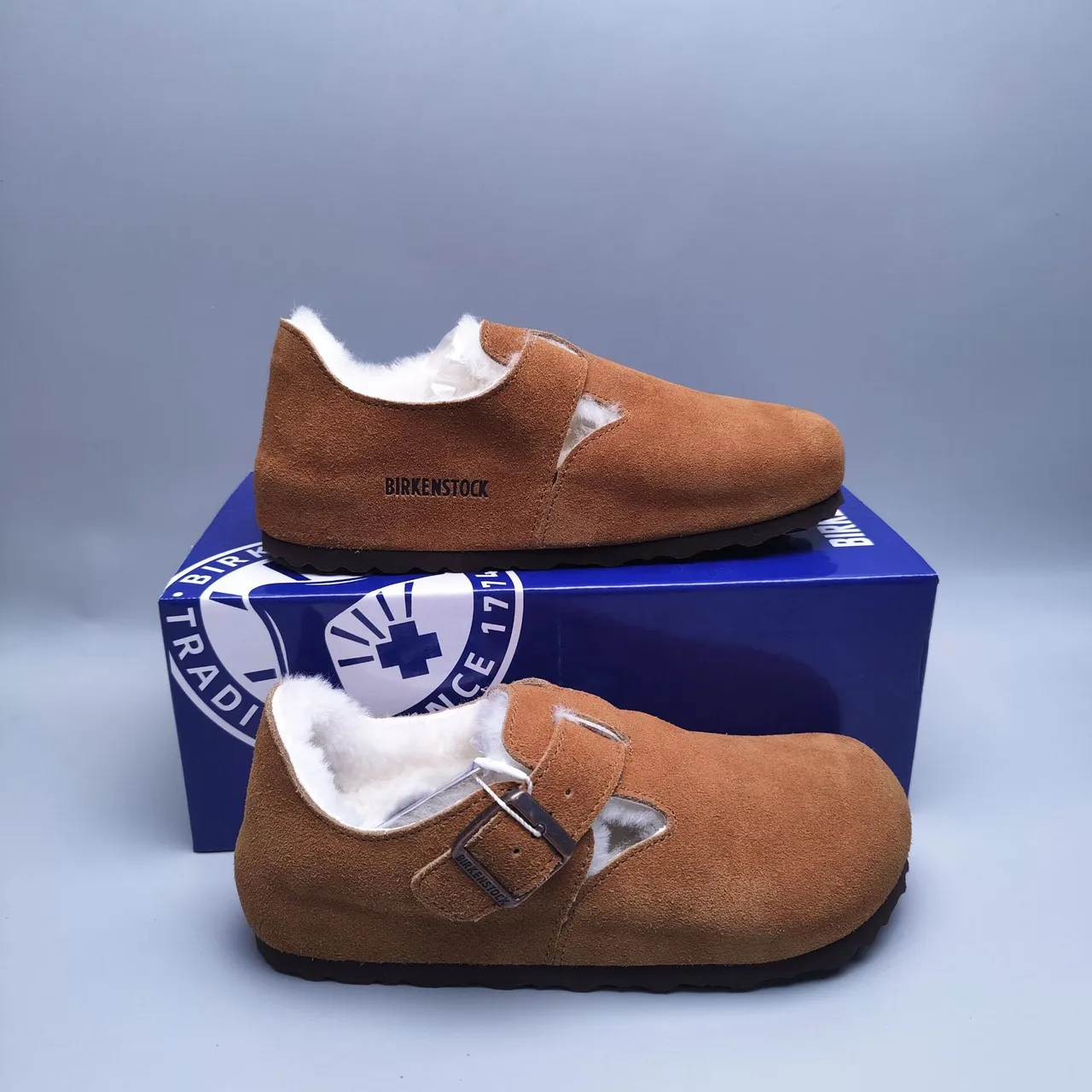 Birkenstock Boston Chaussure Mary Jane en daim avec doublure shearling 2