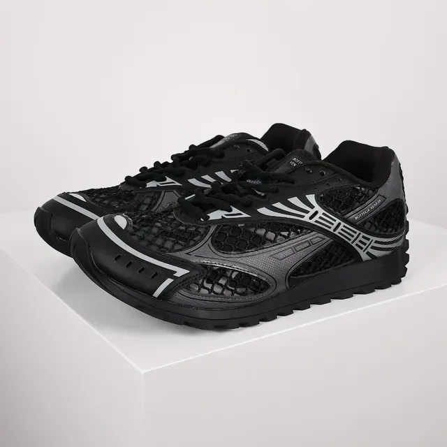 Bottega Veneta Andiamo حذاء رياضي أسود و رمادي شبكي قفص 2