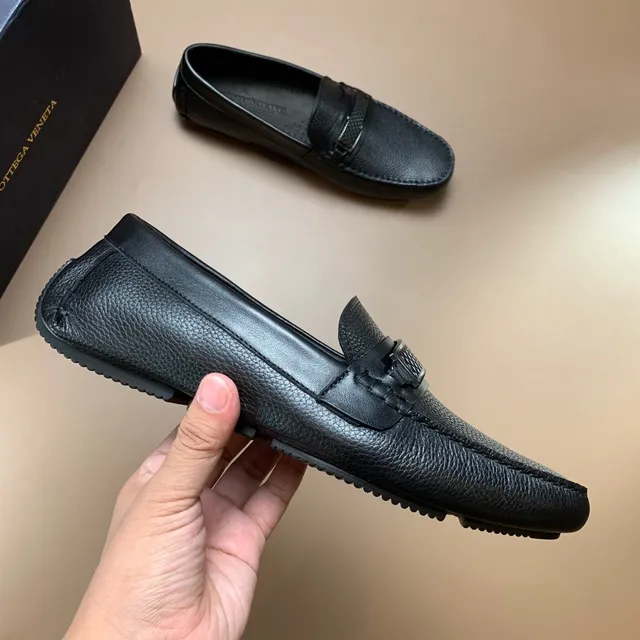 Bottega Veneta Andiamo mocassins de couro preto granulado 3