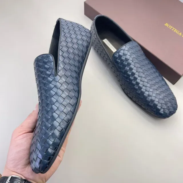 Bottega Veneta Andiamo Woven Intrecciato নেভি ব্লু লুফার্স 6