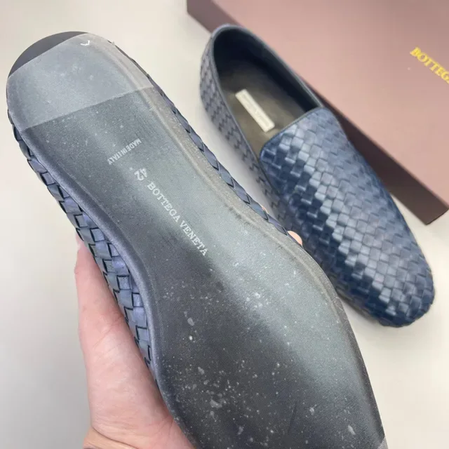 Bottega Veneta Andiamo Woven Intrecciato নেভি ব্লু লুফার্স 7