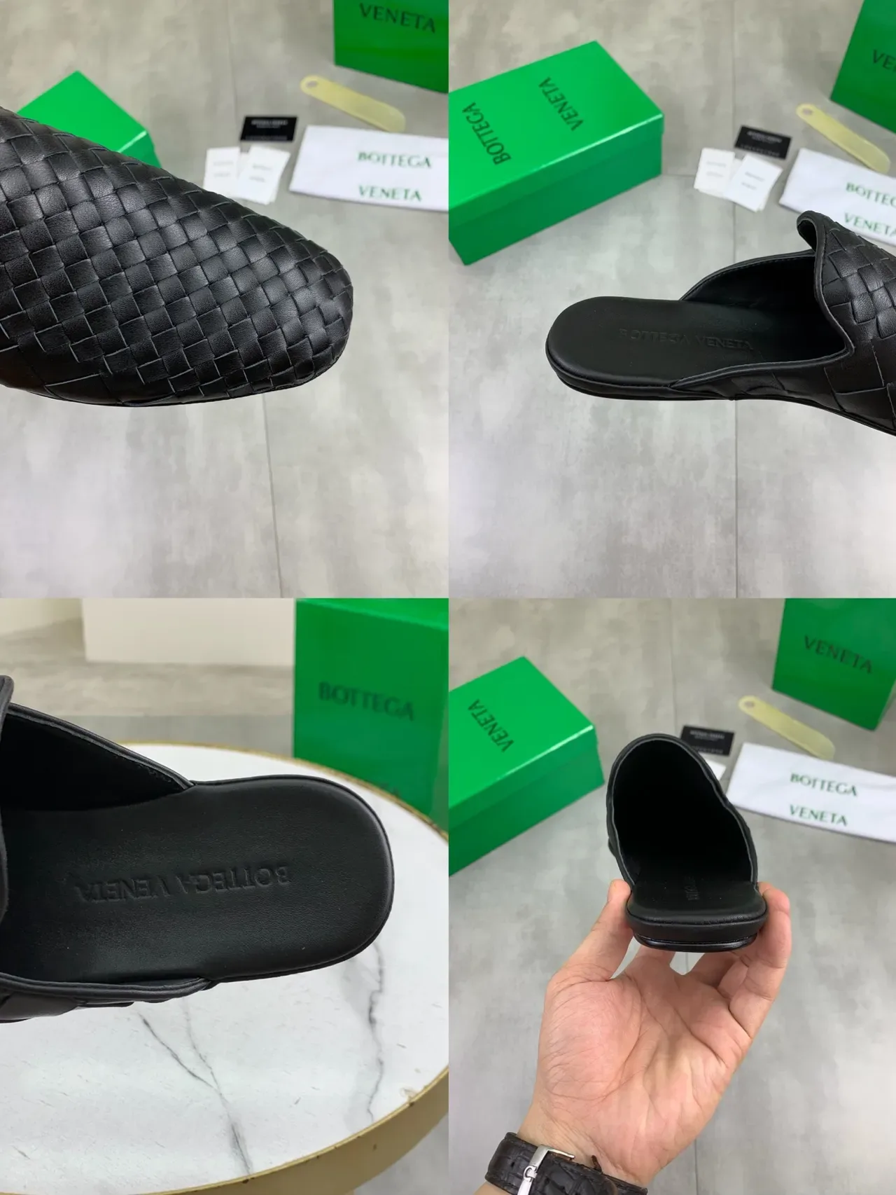 Bottega Veneta Andiamo Woven Leather Black Mule Casual Shoes 2