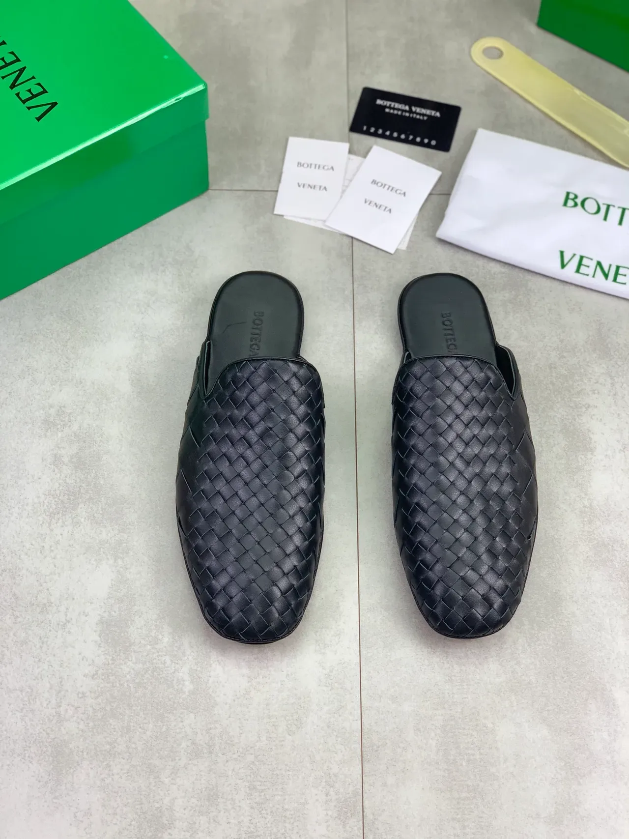 Bottega Veneta Andiamo Woven Leather Black Mule Casual Shoes 4