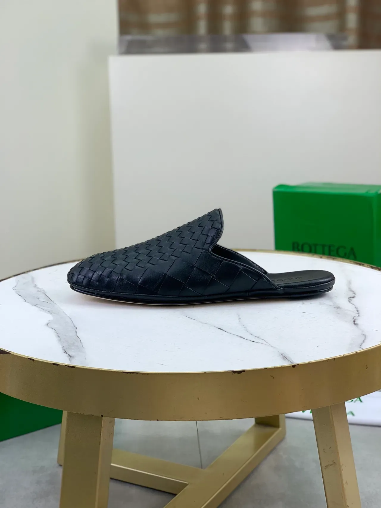 Bottega Veneta Andiamo Woven Leather Black Mule Casual Shoes 5