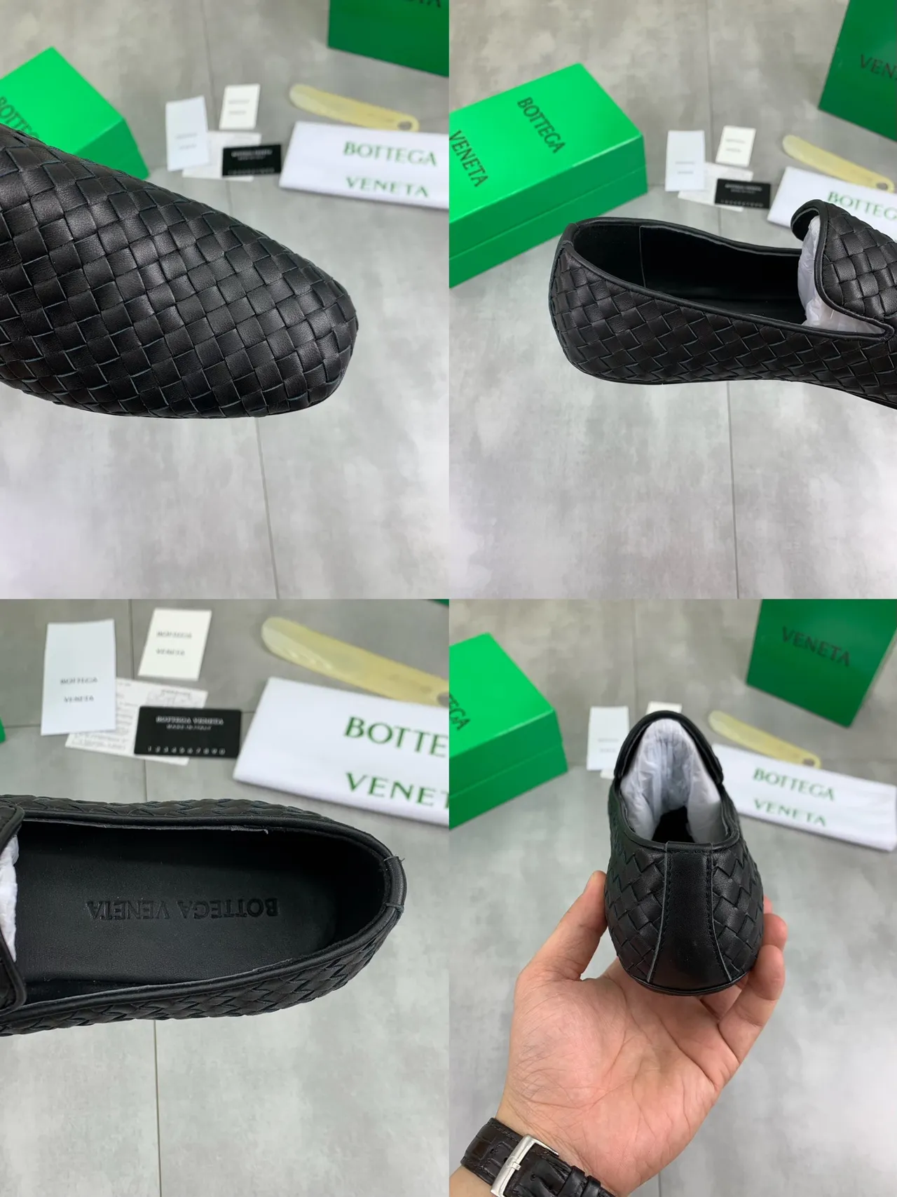 Bottega Veneta Noir Intrecciato Cuir Tressé Mocassin Slip-On 2
