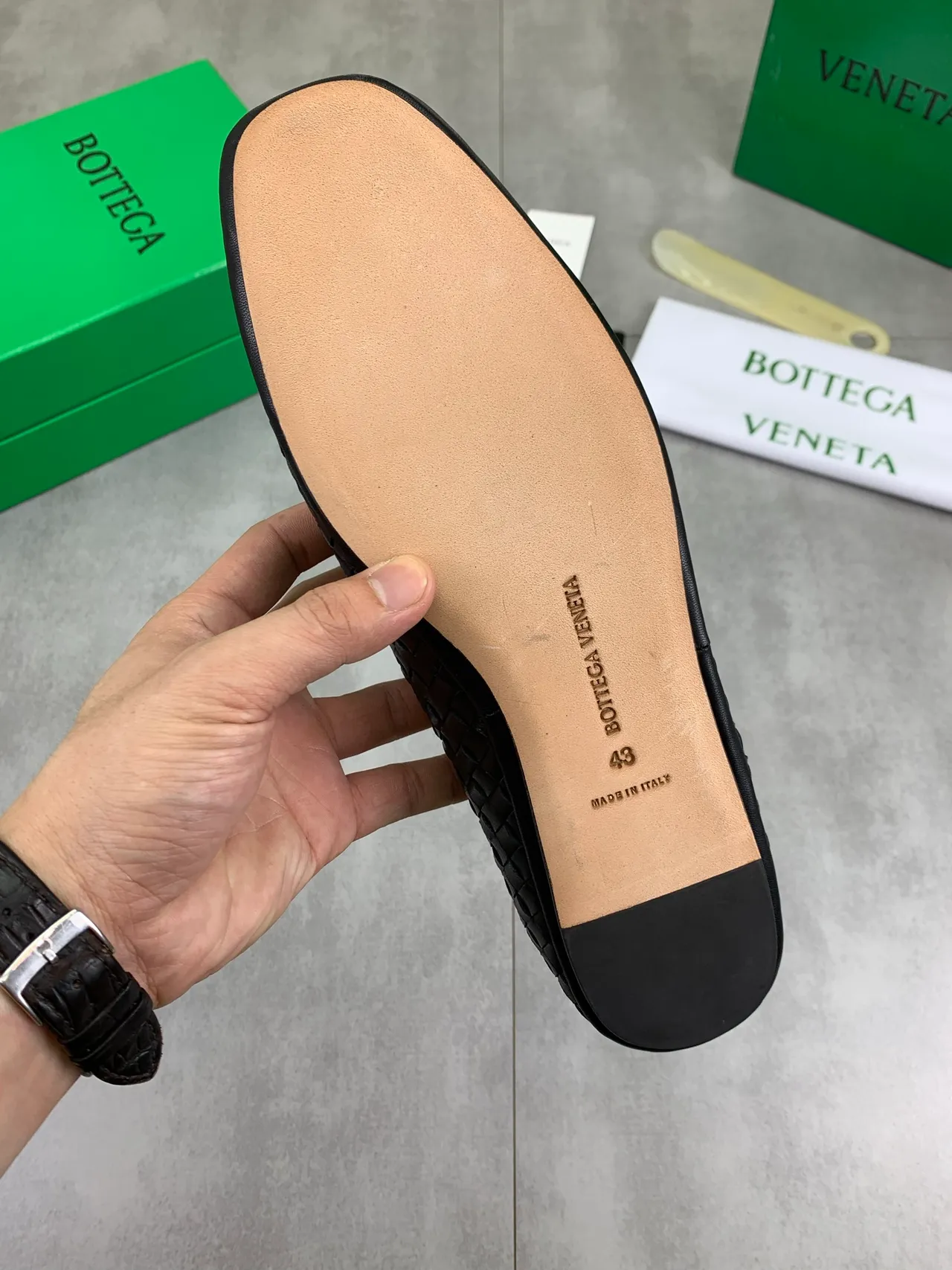 Bottega Veneta Noir Intrecciato Cuir Tressé Mocassin Slip-On 3