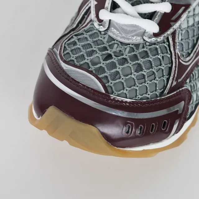Bottega Veneta Cassette Burgundy and Silver Mesh Lifestyle Sneakers 5