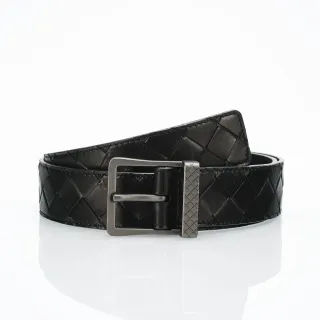 Bottega Veneta Cassette Intrecciato Black Leather Belt