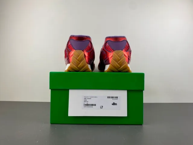 Bottega Veneta Cassette Tênis Lifestyle Metálicos Vermelho e Roxo 17