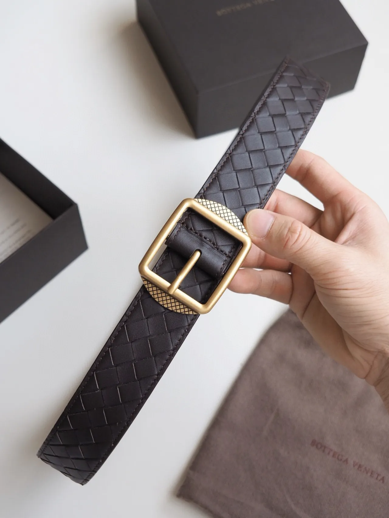 Bottega Veneta Intrecciato حزام جلد منسوج 4