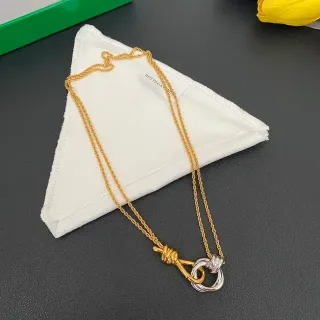 Bottega Veneta Knot Two-Tone Gold and Silver Pendant Necklace