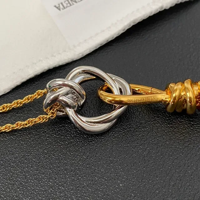 Bottega Veneta Knot Two-Tone Gold and Silver Pendant Necklace 3