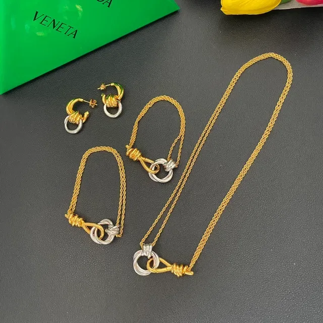 Bottega Veneta Knot Two-Tone Gold and Silver Pendant Necklace 7