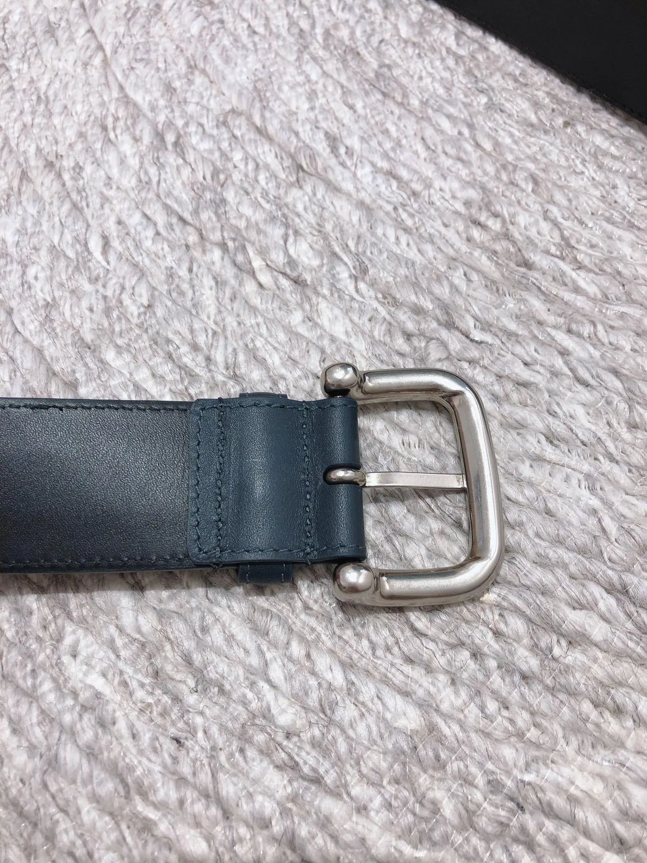Bottega Veneta Navy Silver Intrecciato Tissé Rectangulaire Boucle Cuir Ceinture 2