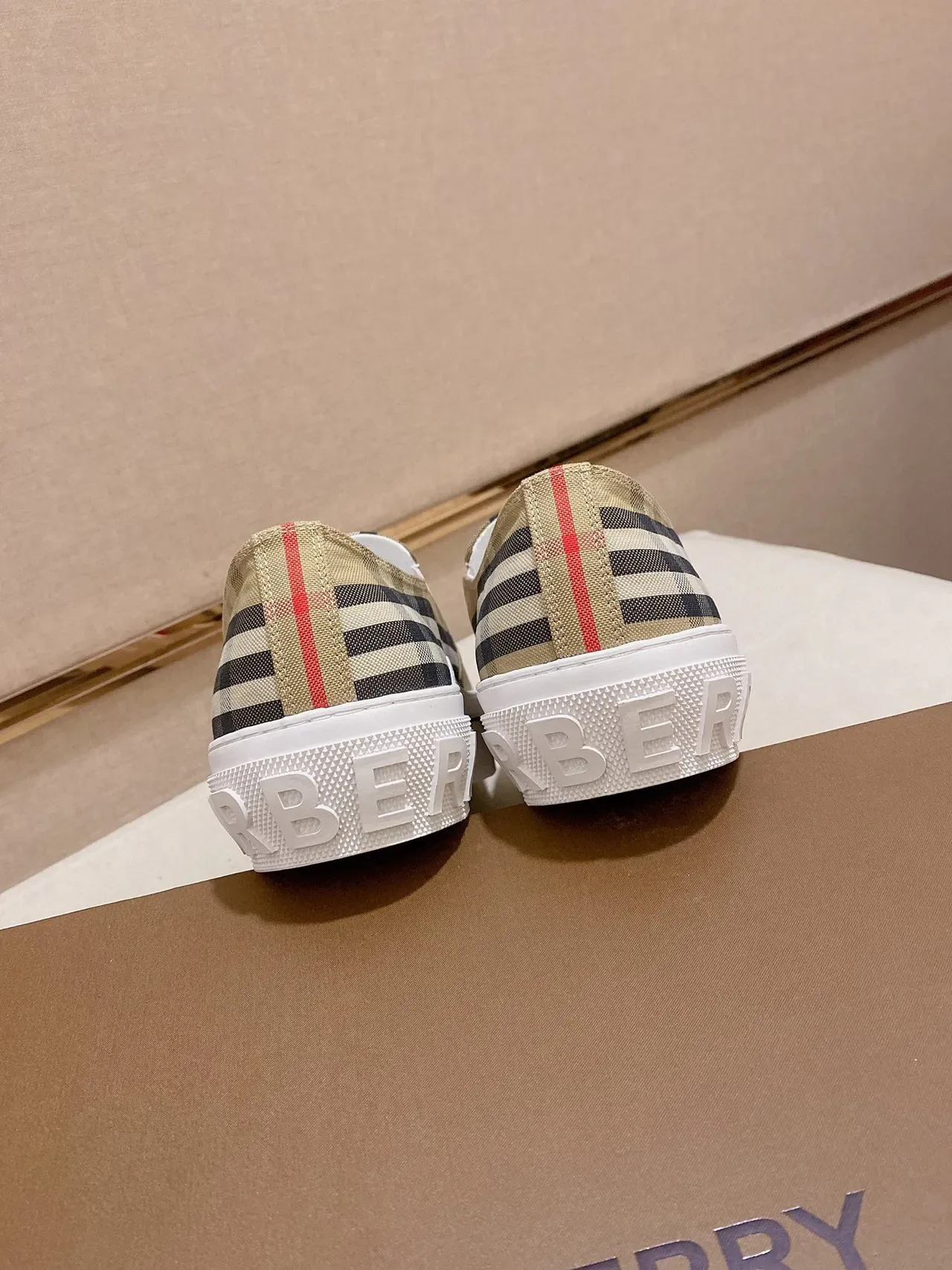 Burberry Beige White Slip-On Platform Sole Lifestyle Sneakers 2