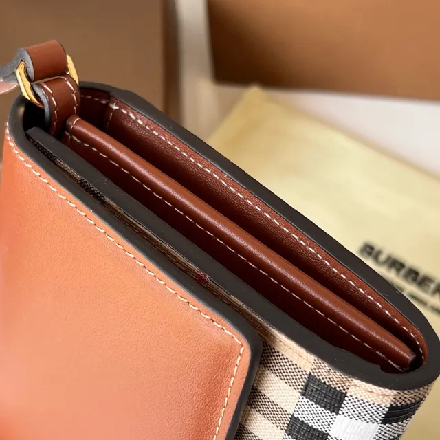 Burberry Brown Beige Flap-Top Two-Tone Crossbody Bag 5