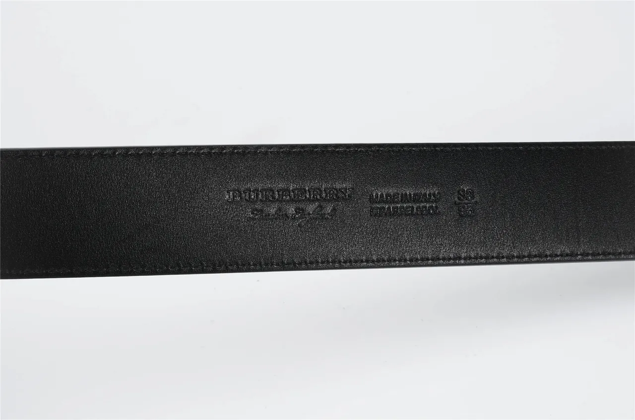 Burberry Diagonal Check Black Gray Pattern Woven Fabric Leather Belt 9