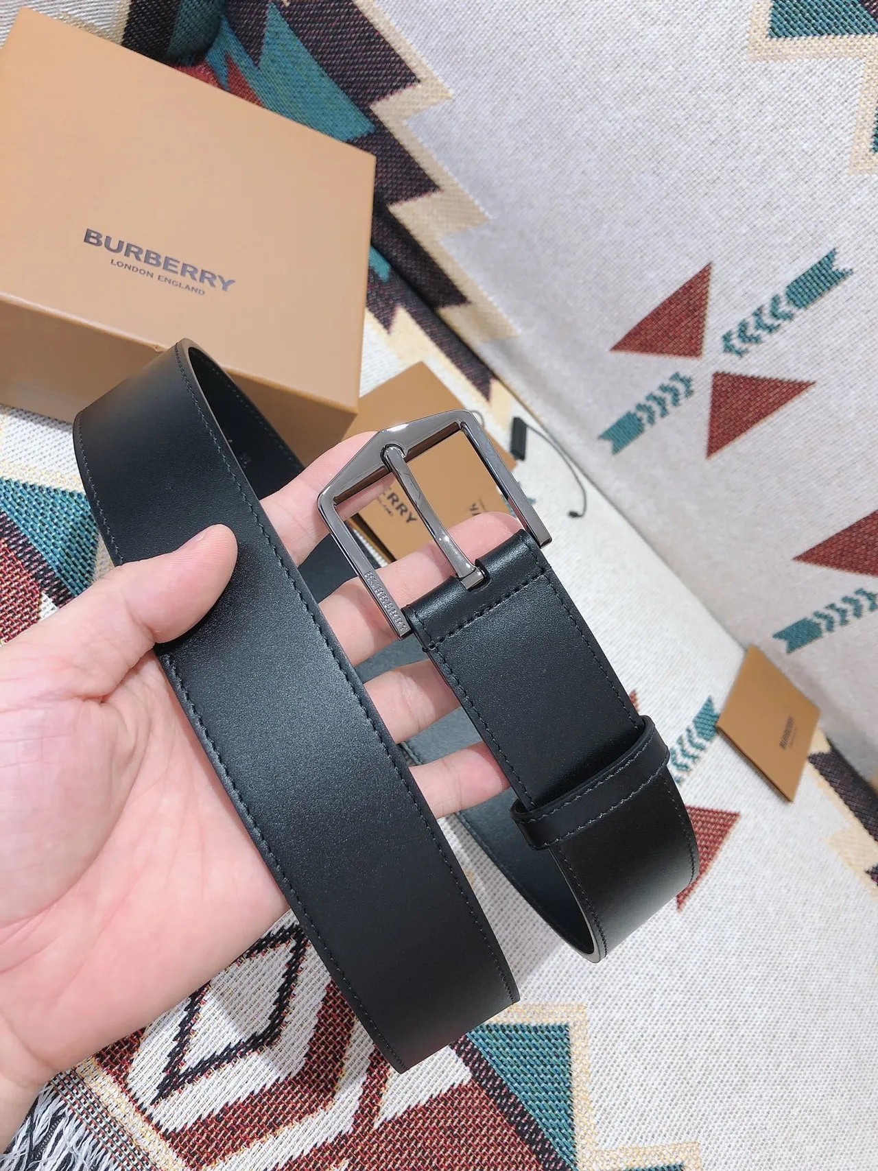 Burberry Knight Black Leather Belt 2