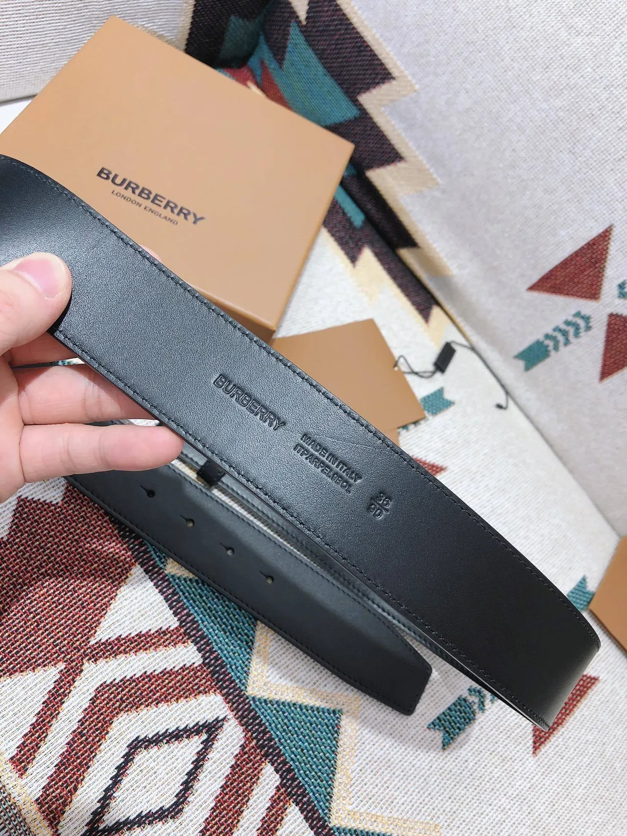 Burberry Knight Black Leather Belt 4