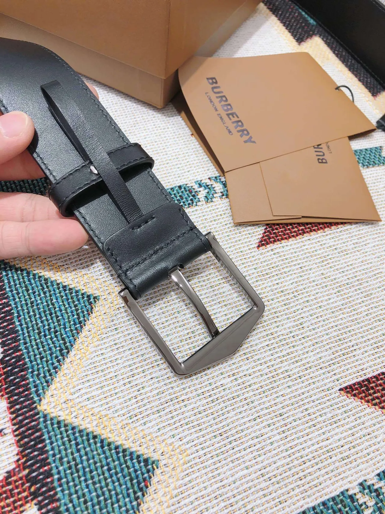 Burberry Knight Black Leather Belt 5