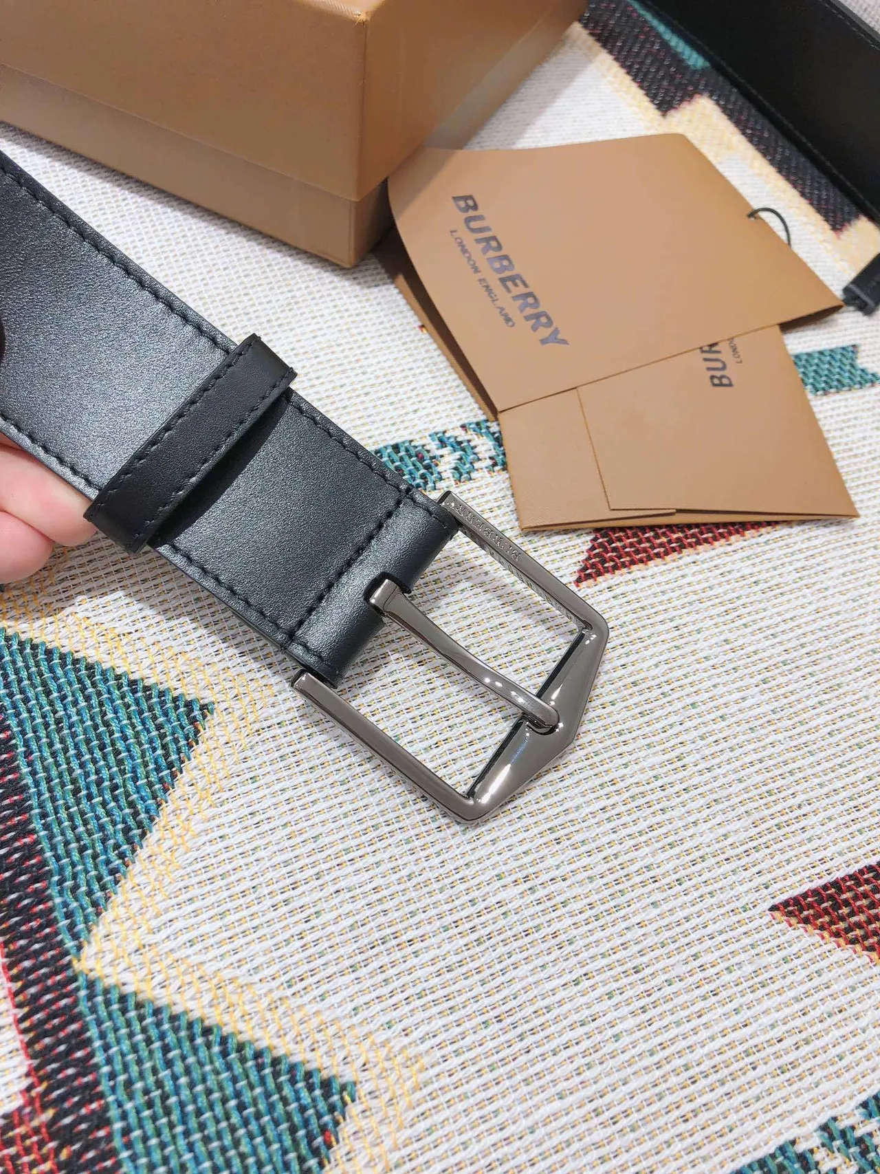 Burberry Knight Black Leather Belt 6
