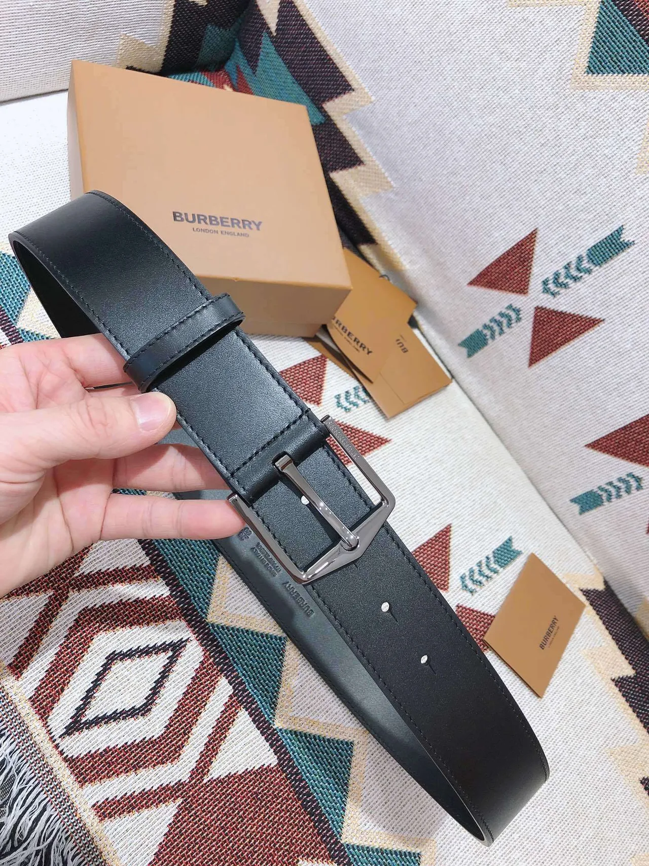 Burberry Knight Black Leather Belt 8