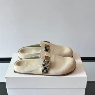 Burberry Lola Beige Brown Suede Upper Buckle Strap Loafer