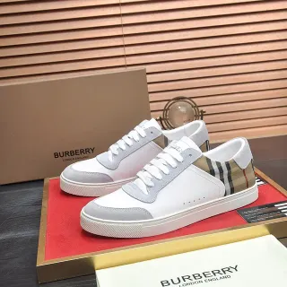 Burberry Lola White Beige Low-Top Suede-and-Leather Panelled Lifestyle Sneakers
