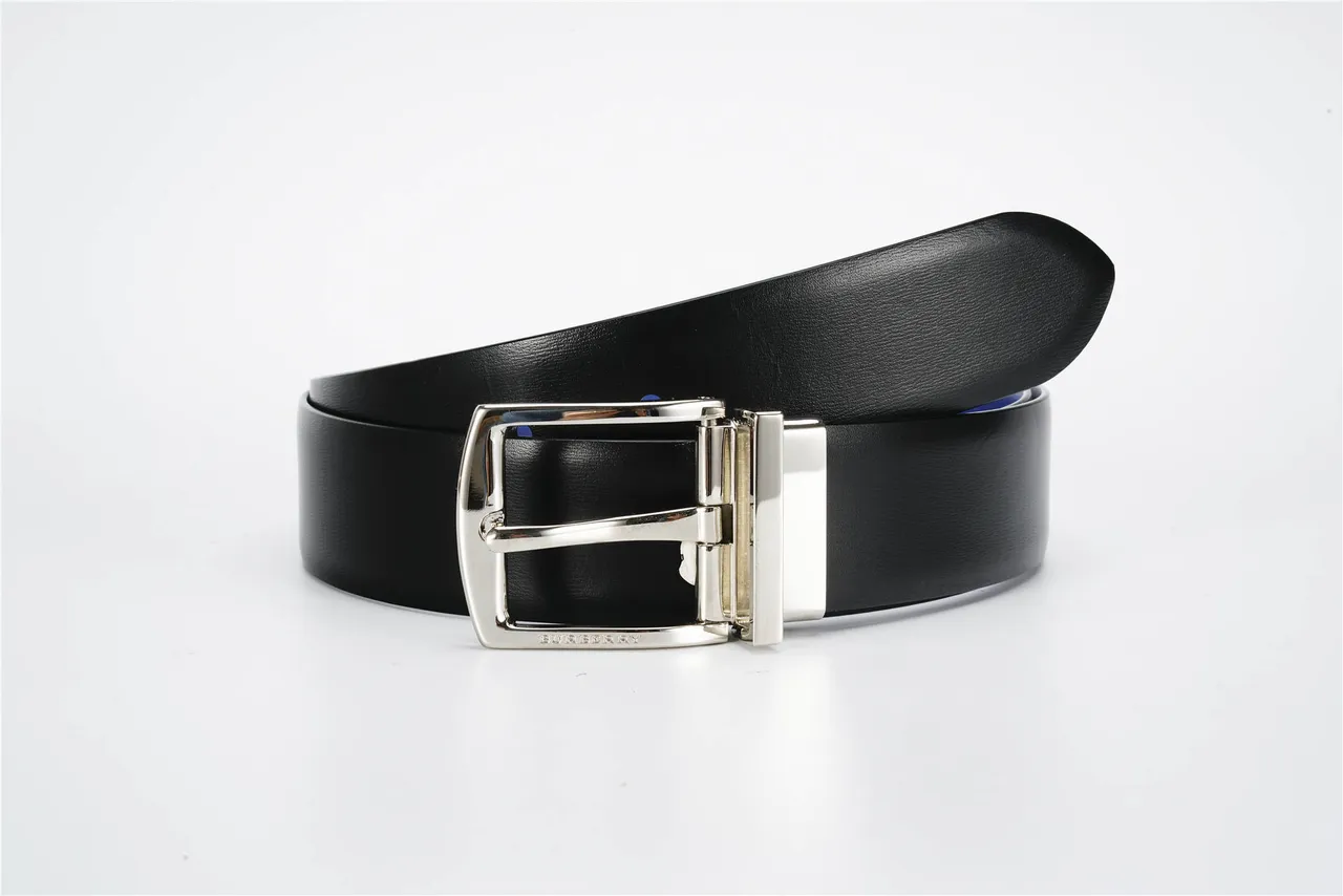 Burberry Reversible Belt Black Blue Two-Tone Leather Belt 4