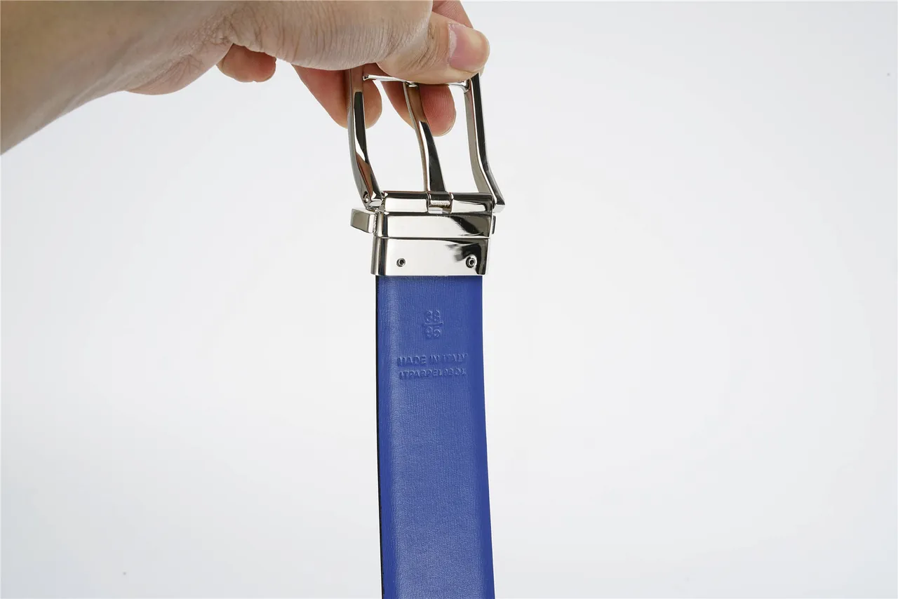 Burberry Reversible Belt Black Blue Two-Tone Leather Belt 8