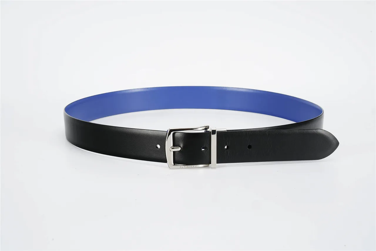 Burberry Reversible Belt Black Blue Two-Tone Leather Belt 10