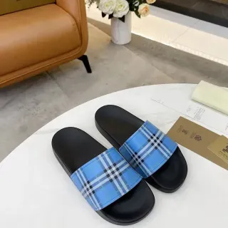 Burberry Slide Black Blue Single-Strap Slippers