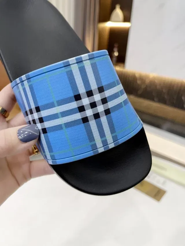 Burberry Slide Black Blue Single-Strap Slippers 7