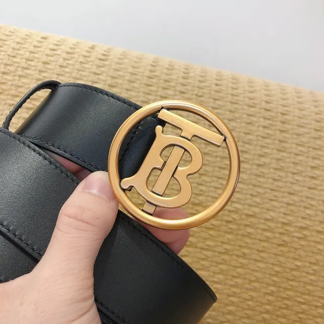Ceinture Burberry TB Cuir Noir Boucle Dorée Ceinture Cuir 2