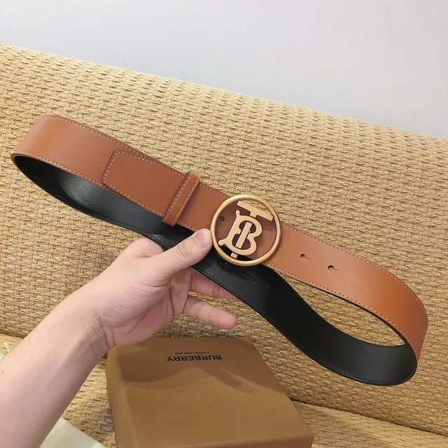 Ceinture Burberry TB Cuir Noir Boucle Dorée Ceinture Cuir 5