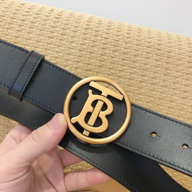 Ceinture Burberry TB Cuir Noir Boucle Dorée Ceinture Cuir 7