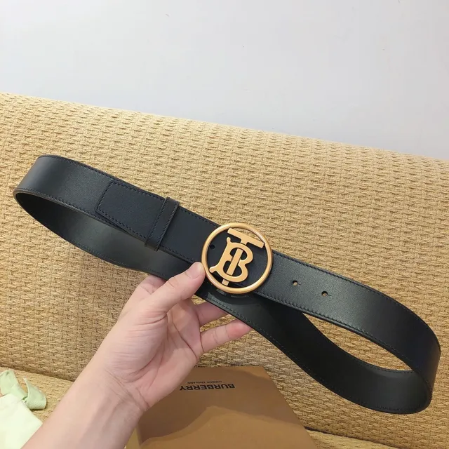 Ceinture Burberry TB Cuir Noir Boucle Dorée Ceinture Cuir 8