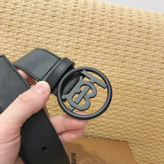 Burberry TB Monogram Black Leather Belt 5