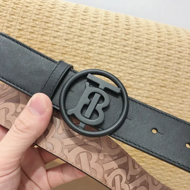 Burberry TB Monogram Black Leather Belt 7