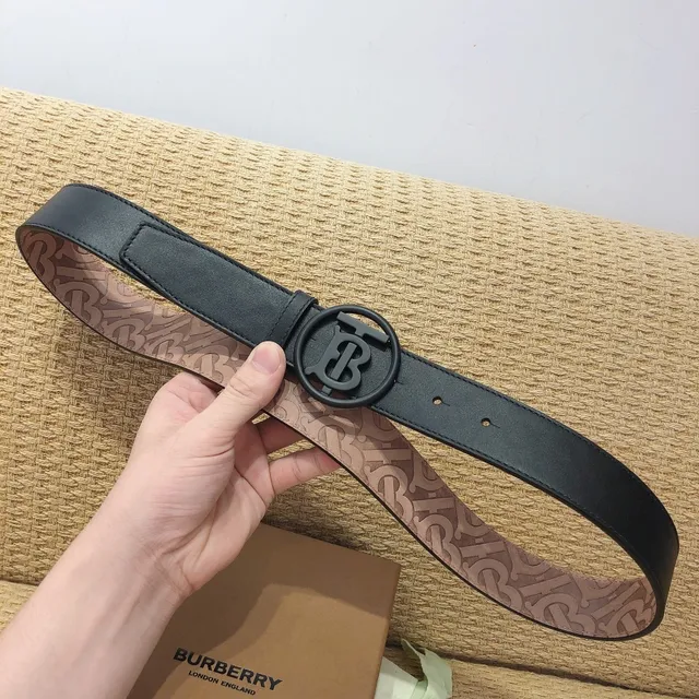 Burberry TB Monogram Black Leather Belt 8