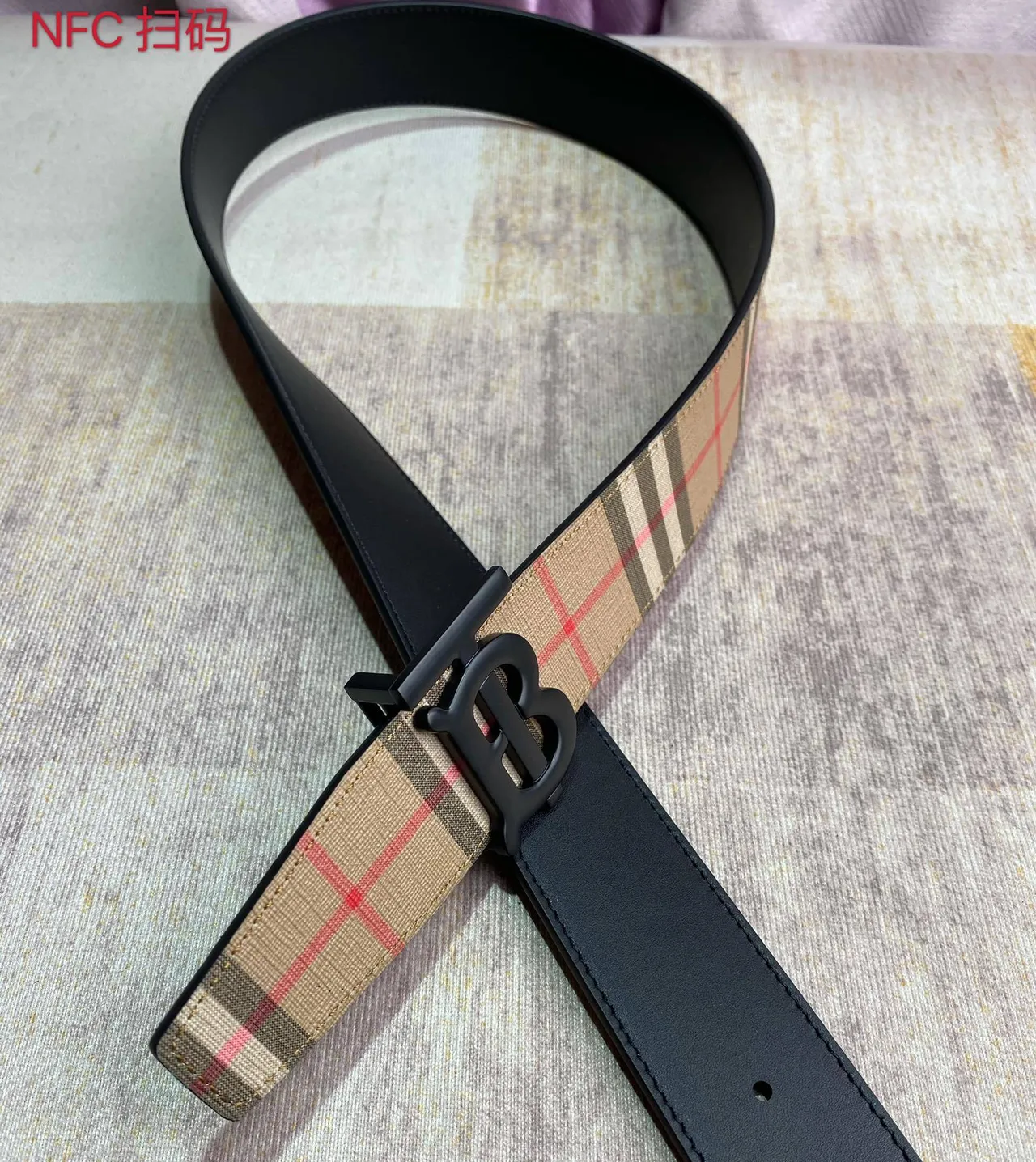 Burberry TB Monogram House Check Canvas Belt 6