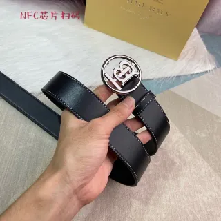 Burberry Thomas Burberry Monogram काला चमड़े का बेल्ट