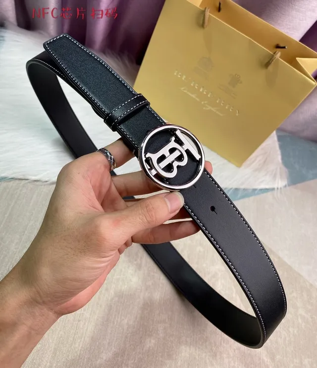 Burberry Thomas Burberry Monogram Black Leather Belt 3