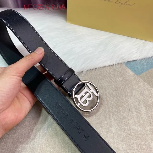 Burberry Thomas Burberry Monogram Black Leather Belt 7