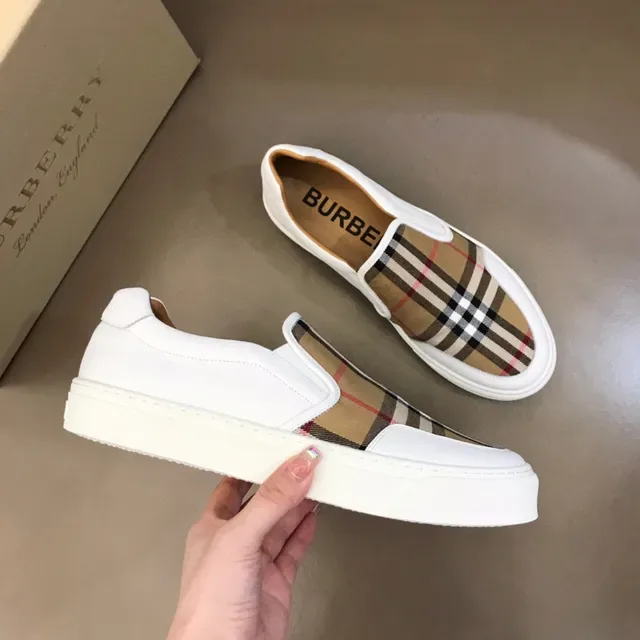 Burberry White Beige Slip-On Platform Sole Lifestyle Sneakers 6