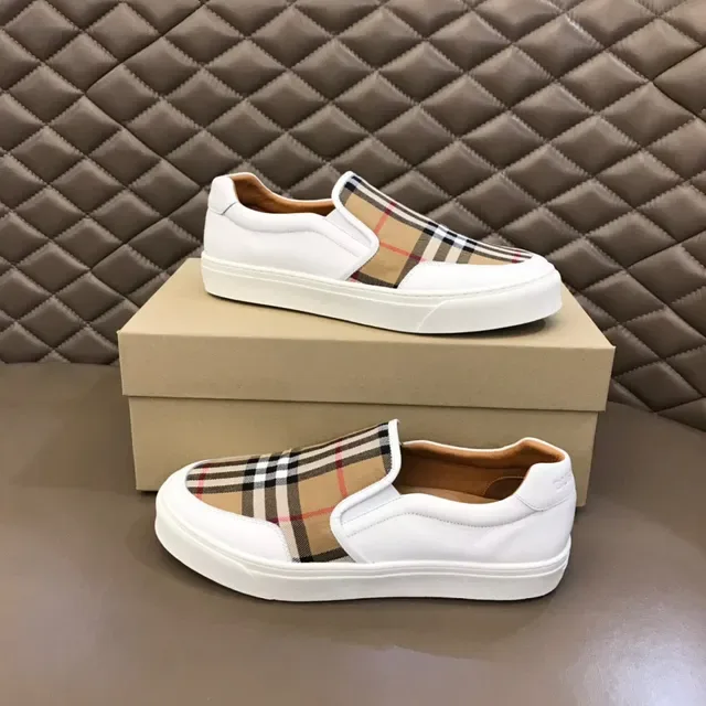 Burberry White Beige Slip-On Platform Sole Lifestyle Sneakers 7