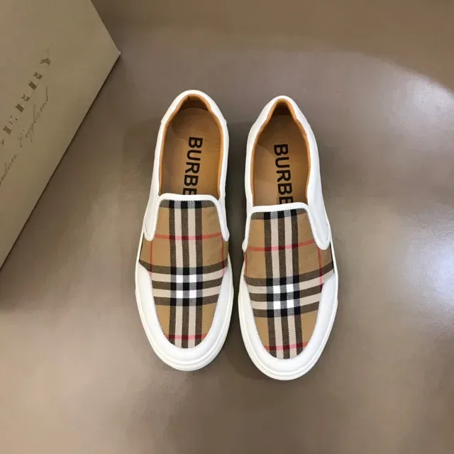 Burberry White Beige Slip-On Platform Sole Lifestyle Sneakers 9
