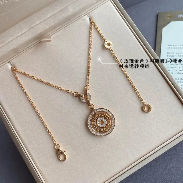 Bvlgari B.zero1 Collier Or Argent Pendentif Circulaire Rotatif avec Bezels Cristaux Pavé 2