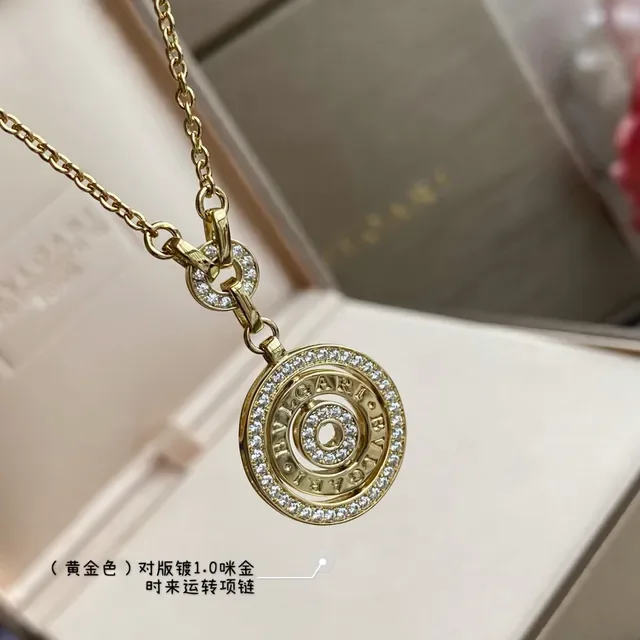 Bvlgari B.zero1 Collier Or Argent Pendentif Circulaire Rotatif avec Bezels Cristaux Pavé 5