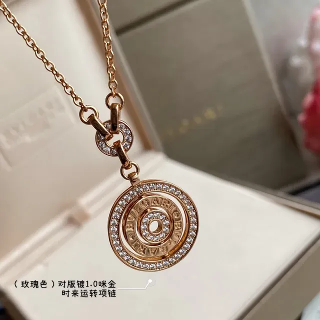 Bvlgari B.zero1 Collier Or Argent Pendentif Circulaire Rotatif avec Bezels Cristaux Pavé 6